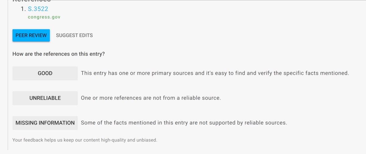 Every entry has a “peer review” section where you can give us quick feedback on the accuracy of that entry.